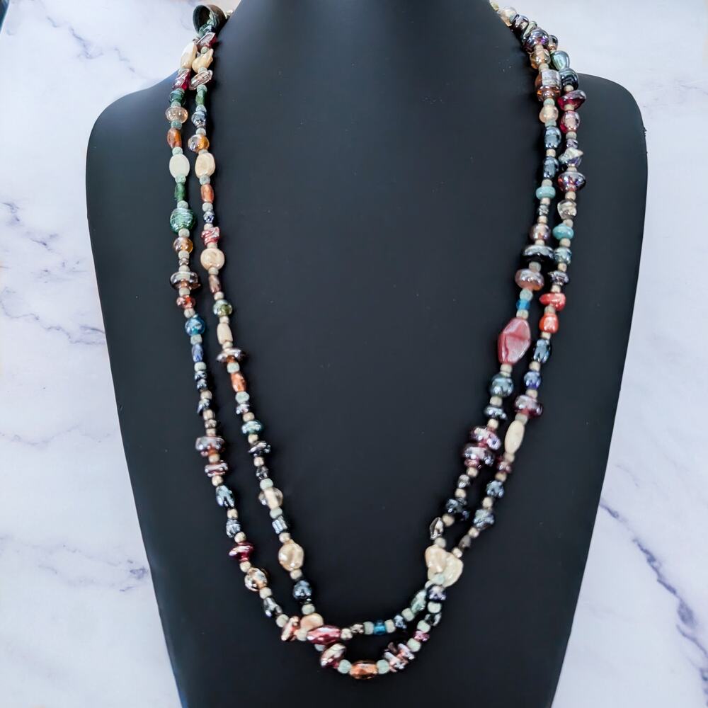 Vintage Necklace Two Strand Glass? Bead Necklace
